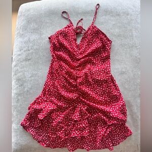 Red and white mini summer dress. Zara
